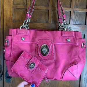 Pink Coach Handbag + Wallet
